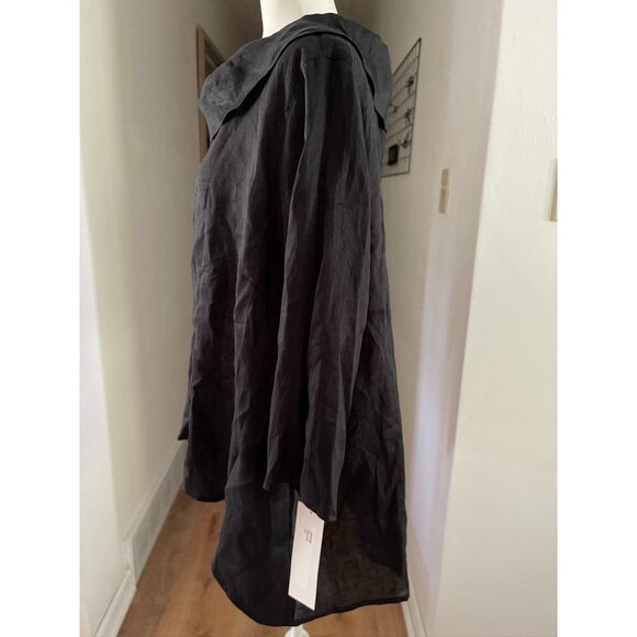 NWT Caroline Rose Women's Black 100% Linen Tunic Top - Picture 2 of 6